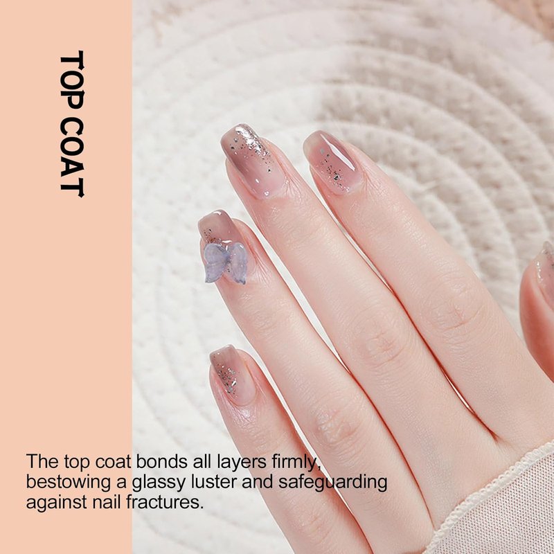 ADHERE No Wipe Top Coat Gel Nail Polish - 15ML Clear Shine Finish for Long-Lasting Home & Salon Use