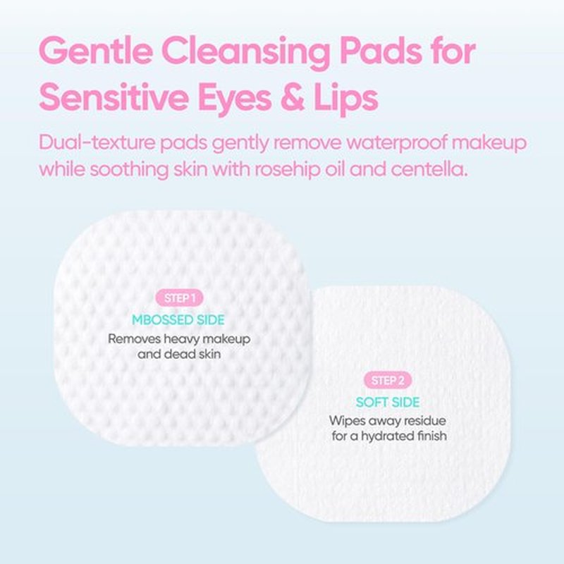 BANILA CO Clean It Zero Soothing Lip & Eye Makeup Remover Pads | Dual-Texture Cleansing Wipes for Waterproof Makeup | Gentle, Refreshing Finish with Natural Oils (30 Pads*2 Pack)