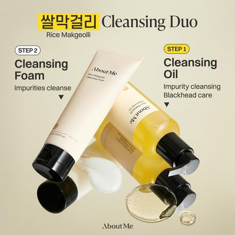 About Me Rice Makgeolli Cleansing Oil – Triple Ferment Oil Cleanser & Makeup Remover with Galactomyces, Melts Waterproof Makeup, Milky Rinse No Residue, Fragrance-Free for Sensitive Skin, 6.59 fl oz