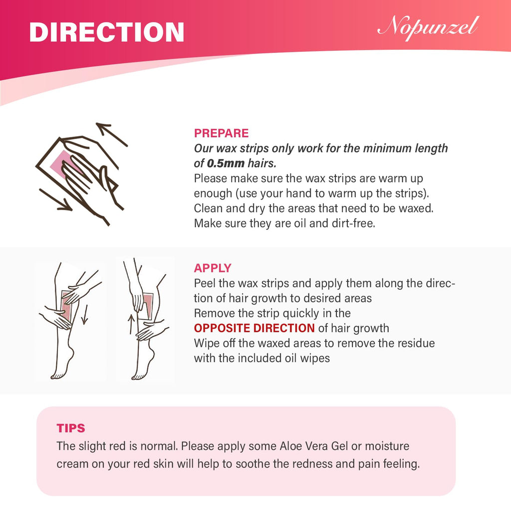 Wax Strips: 64 Waxing Strips - Hair Removal Wax - Brazilian Waxing - Waxing Kit for Women - Body Legs Arms Chest Back Bikini - Wax Kit At Home for Hair Removal - 4 Calming Oil Wipes - 2 sizes