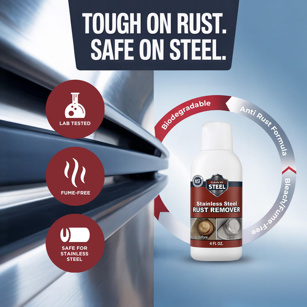 CLEAN MY STEEL Stainless Steel Rust Remover – Food Area Safe Cleaner, 4 oz