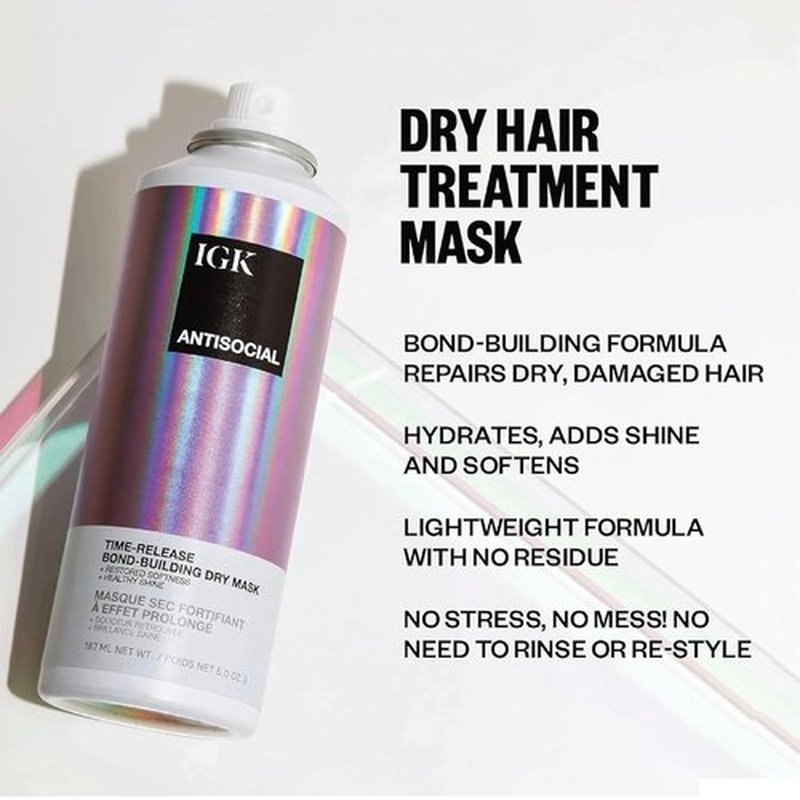 IGK Hair Treatment Travel Size Set - Antisocial Dry Hair Mask & Good Behavior Spray | Vegan & Cruelty-Free