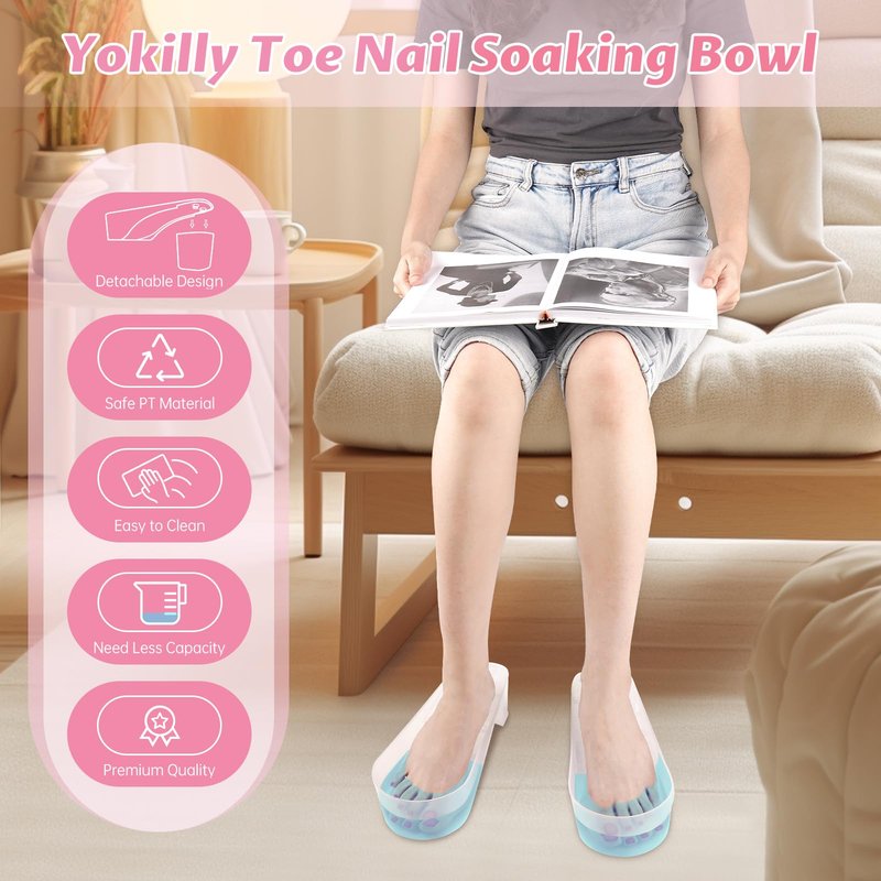 Yokilly Toe Nail Soaking Bowl, 2 PCS Toenails Soak Off Bowl, Shoe Design Foot Bath Soak Tub Bowl, Acetone Proof Pedicure Foot Spa Nail Soaker Bowl for Soak Off Dip Powder Gel Polish Remover (Clear)