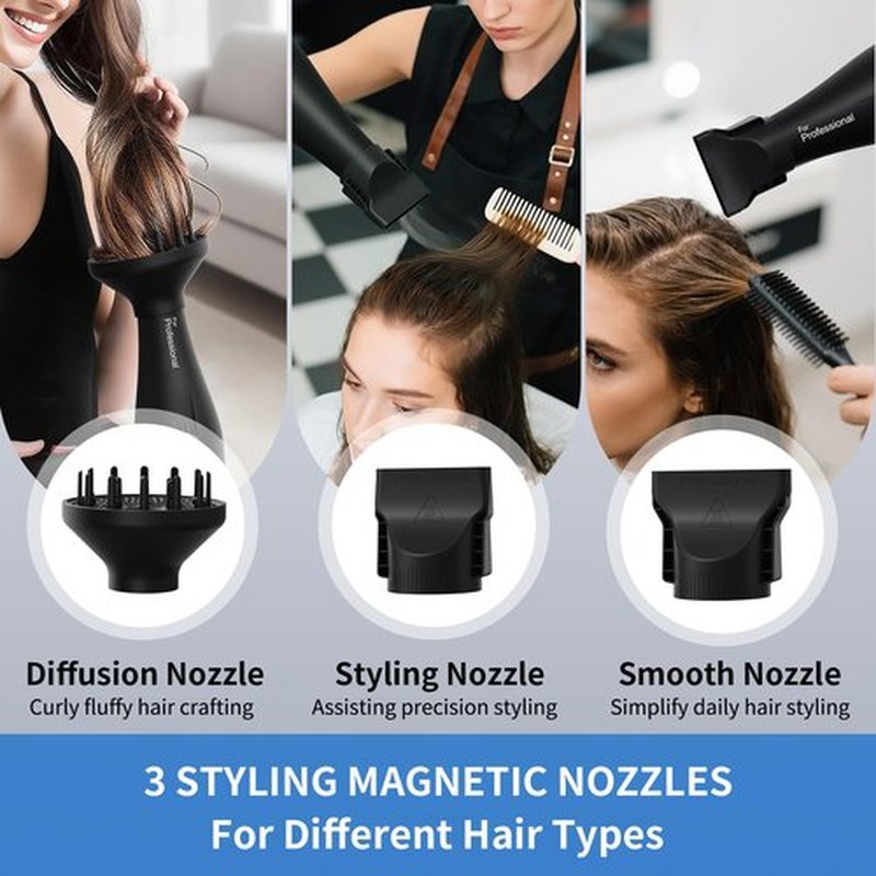 Realair Salon Hair Dryer, Professional Blow Dryer AC Motor Fast Drying with 2 Speed, 3 Heat Setting, Cool Button, with Diffuser, Nozzle, Concentrator Comb for Curly & Straight Hair