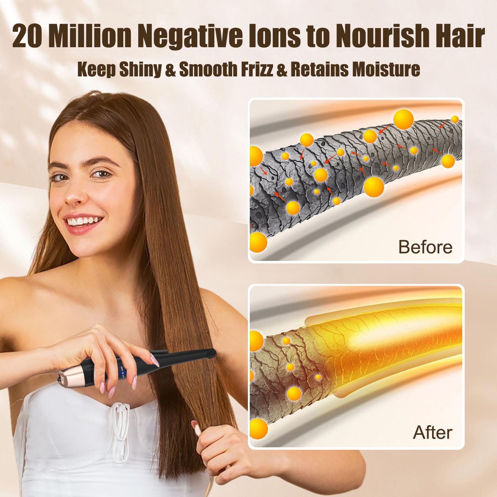 Cordless Hair Straightener and Mini Curling Iron 2 in 1, Small Flat Irons for Short Hair, Ceramic Tourmaline Mini Hair Straightener, Fast Heating, 3 Temperature Settings, Auto Shut-Off (White)