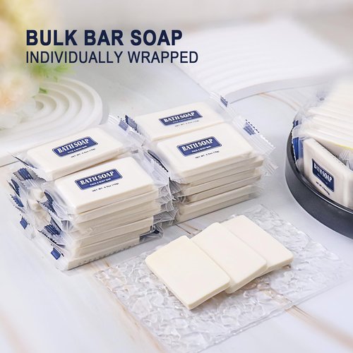 SLequipo Bulk Bar Soap, 50 Pack Mini Soap Bars Bulk Individually Wrapped, 0.5 oz Travel Soap Small Hotel Soaps Travel Size Toiletries for Hotel Bathroom