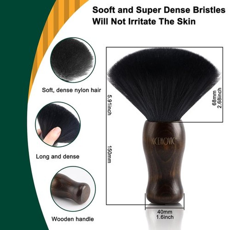 NICEMOVIC 3-in-1 Barber Neck Duster Brush Set - Professional Cleaning Tool for Hair Cutting | Brown & Black