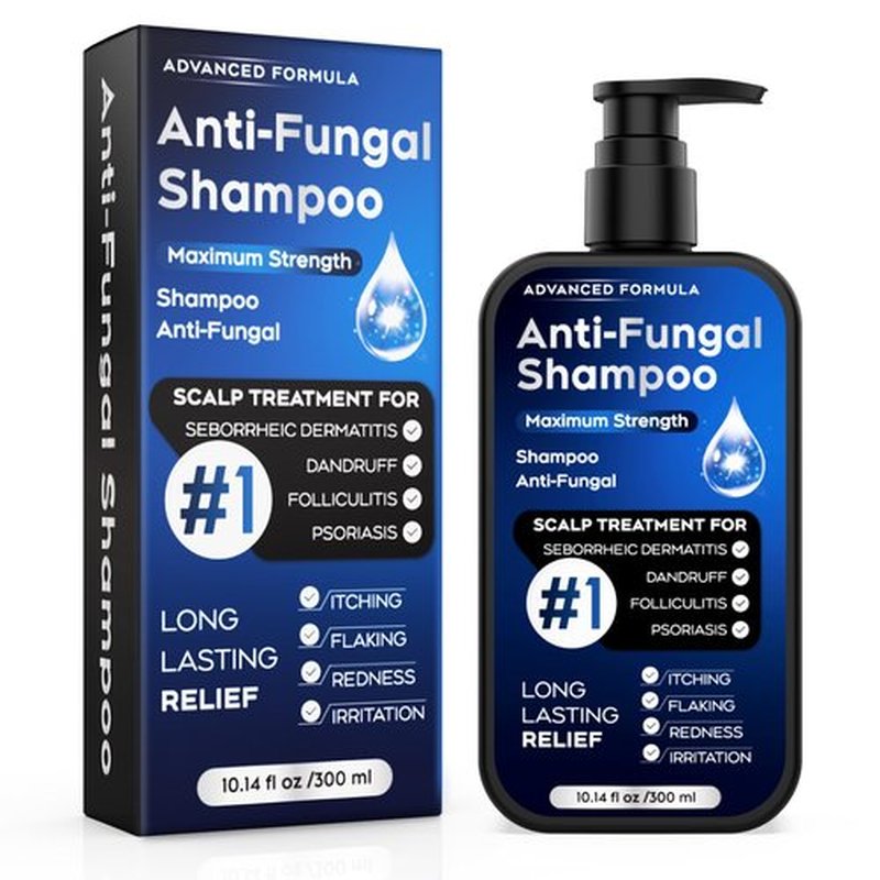 Antifungal Psoriasis Shampoo for Seborrheic Dermatitis, Folliculitis & Scalp Psoriasis, Anti-Dandruff Shampoo for Men & Women, Relieves Scalp Itching, Dryness, Sulfate & Paraben-Free, 10.1 Fl Oz-Fresh