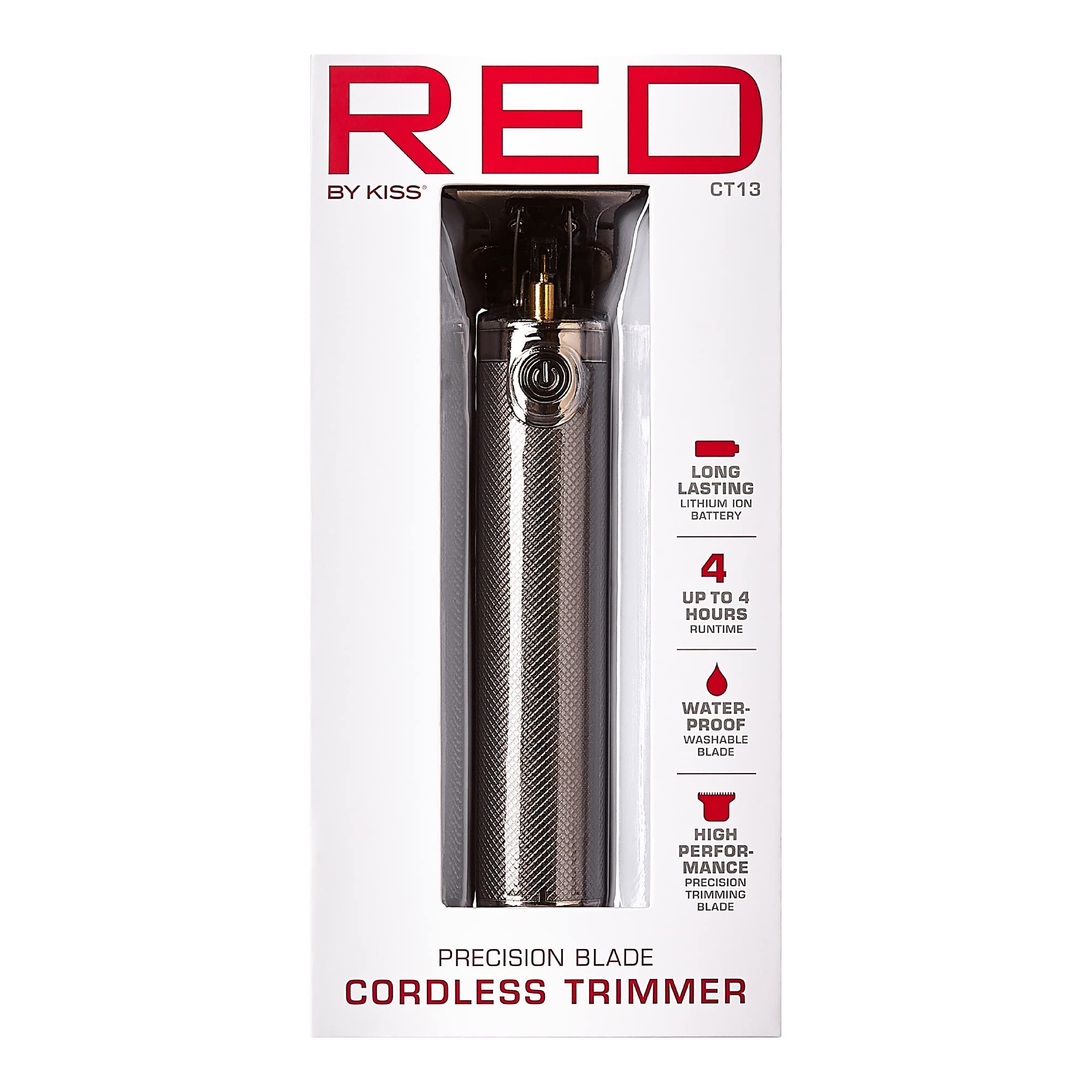 Red by Kiss Hair Trimmer for Men Precision Blade Cordless Trimmer Mens Grooming Kit (Cool Gray)