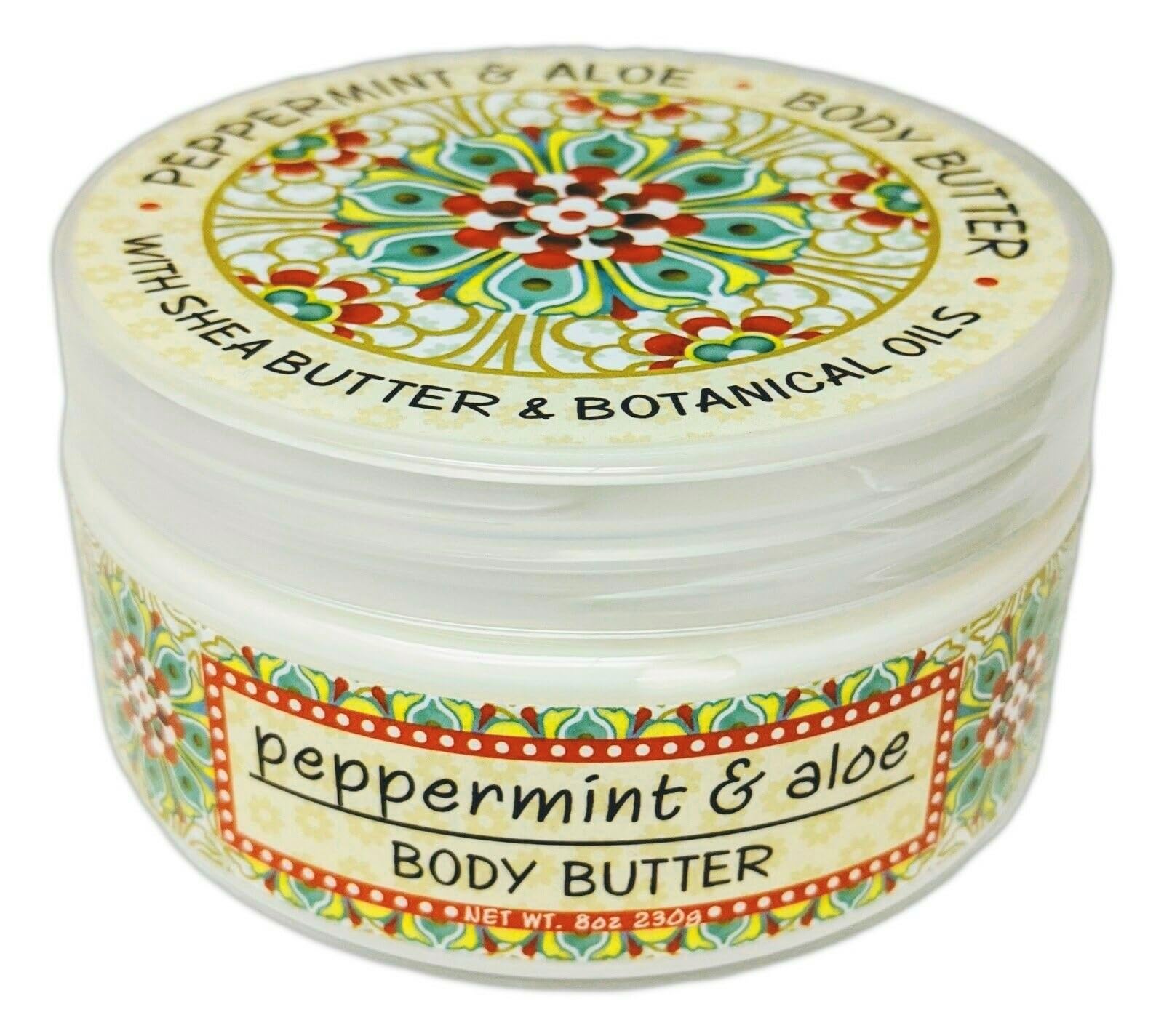 Greenwich Bay Trading Co. Scented Botanic Body Butter - Luxurious Hydration with Shea & Cocoa Butter, Enriched with Vitamin E - 8 Ounce Tub (Peppermint & Aloe)