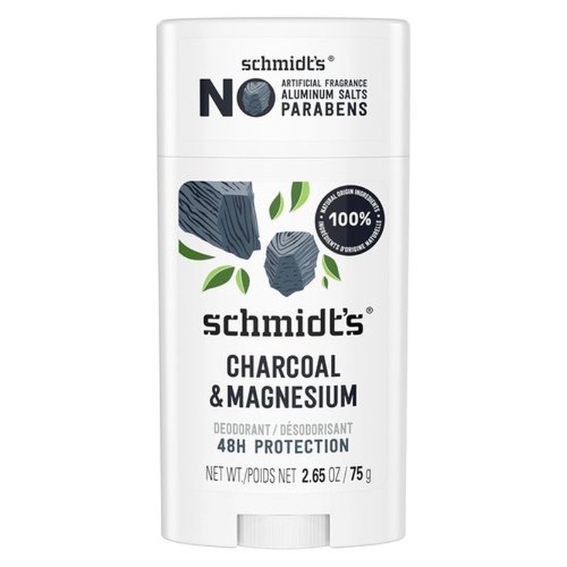 Schmidt's Charcoal & Magnesium Deodorant - Aluminum-Free, 24-Hour Odor Protection, 2.65 oz | Vegan & Cruelty-Free
