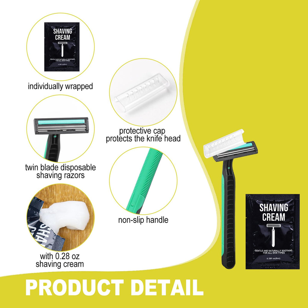 Disposable Razors in Bulk Razors and Shaving Cream Bulk,Shave Kit in Bulk Twin Blade Razors with Protective Cap for Hotel, Airbnb, Homeless, Shelter, Camping and Travel (480)