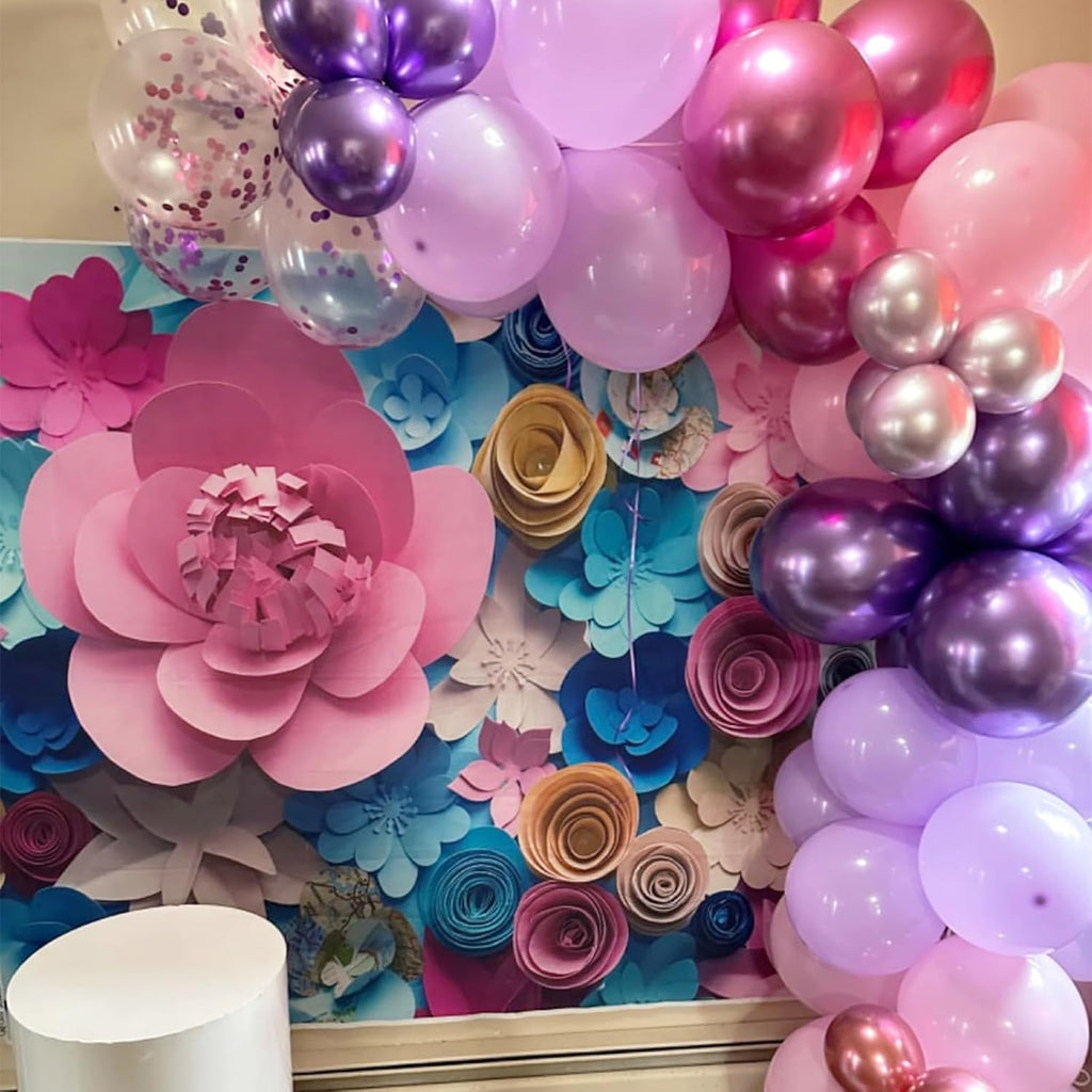 50PCS Metallic Purple & Pink Latex Balloons - 12 Inch Confetti Balloons for Birthday & Wedding Decor | Skiennix