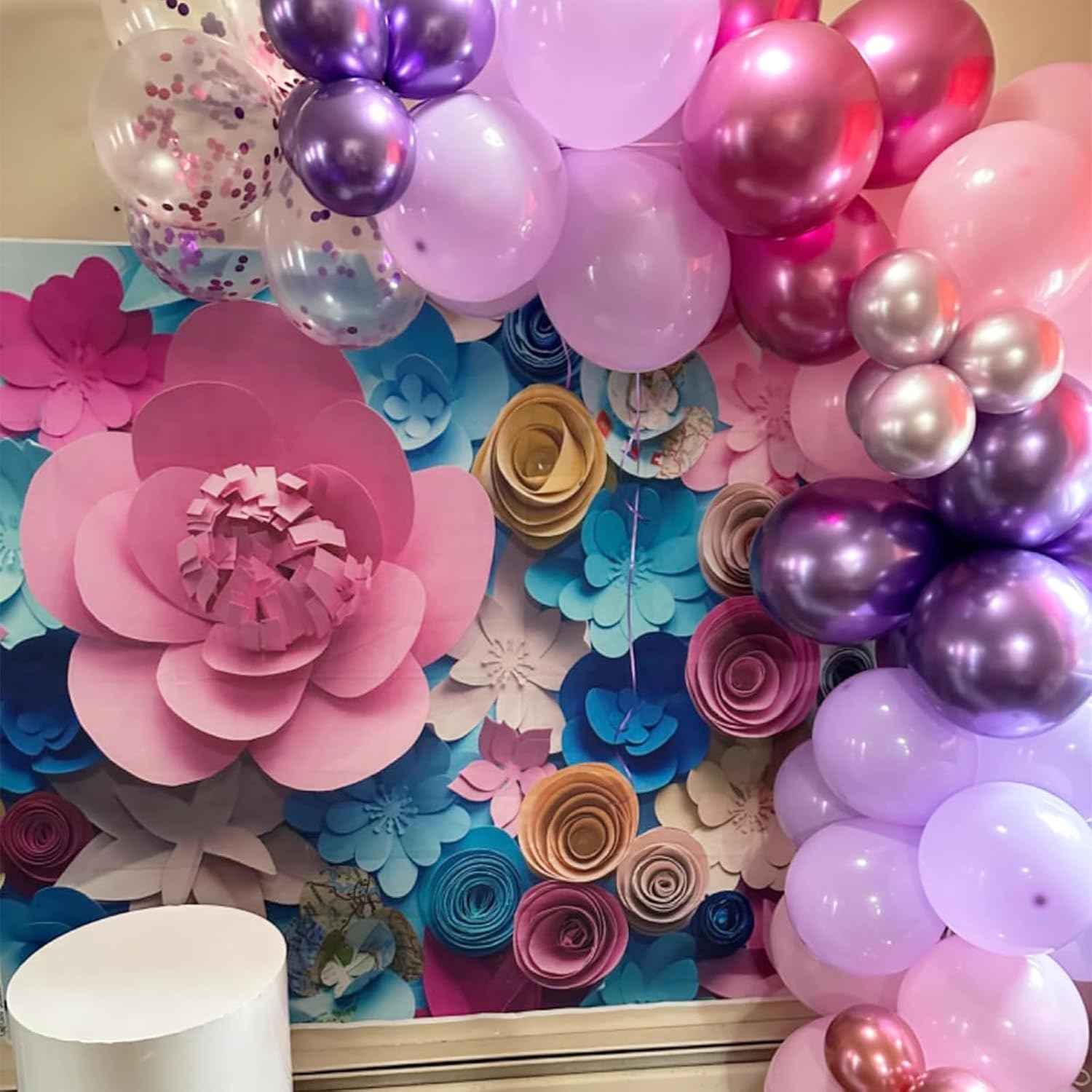 50PCS Metallic Purple & Pink Latex Balloons - 12 Inch Confetti Balloons for Birthday & Wedding Decor | Skiennix