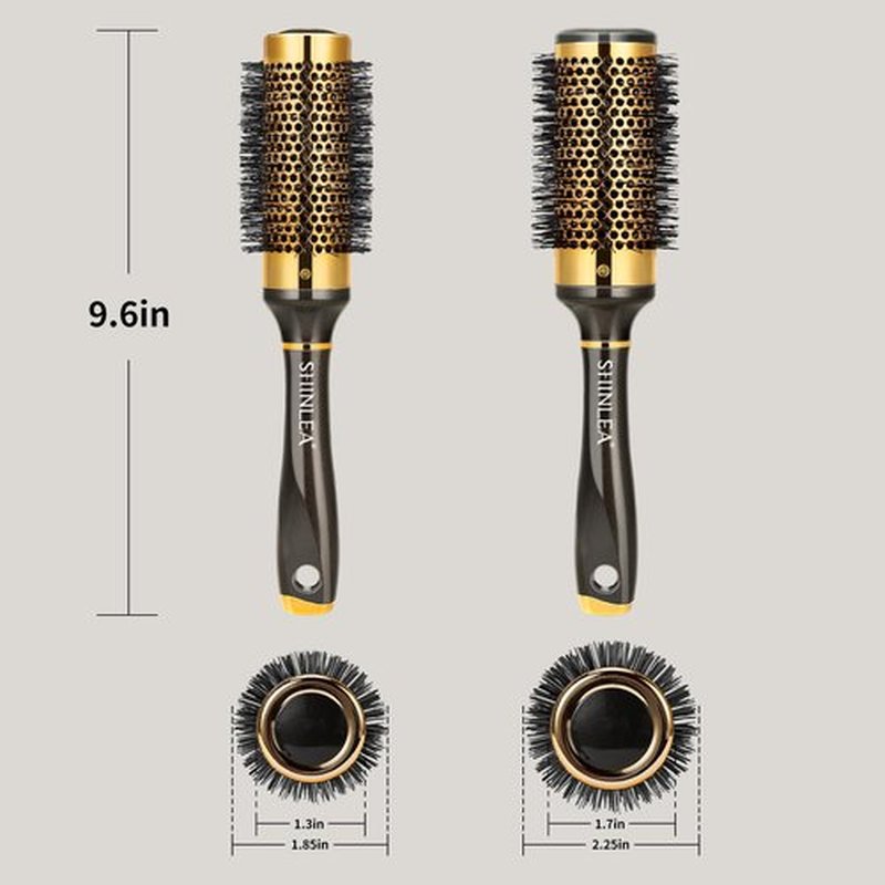 Small Round Hair Brush for Short Hair, Aluminum Roller Brush for Blow Drying, Salon Hairbrushes for Women Curly and Straight Hair - 1.3 Inch Barrel, 1.9 Inch with Bristles