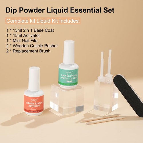 EODCI 2 in 1 Dip Powder Nail Kit - 15ml/0.5oz Bottle Dipping Powder System with Base & Top Coat, Activator, No Lamp Cured, Fast Dry, Good for Salons & Beginners