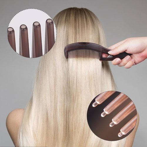 Dandruff Comb, Hollow Tooth Button Comb, Detoxing Comb Energy Massage Comb, Scalp Psoriasis Comb Dandruff Removal Comb, Lice Comb Multifunctional Hairbrush (Brown+Red)