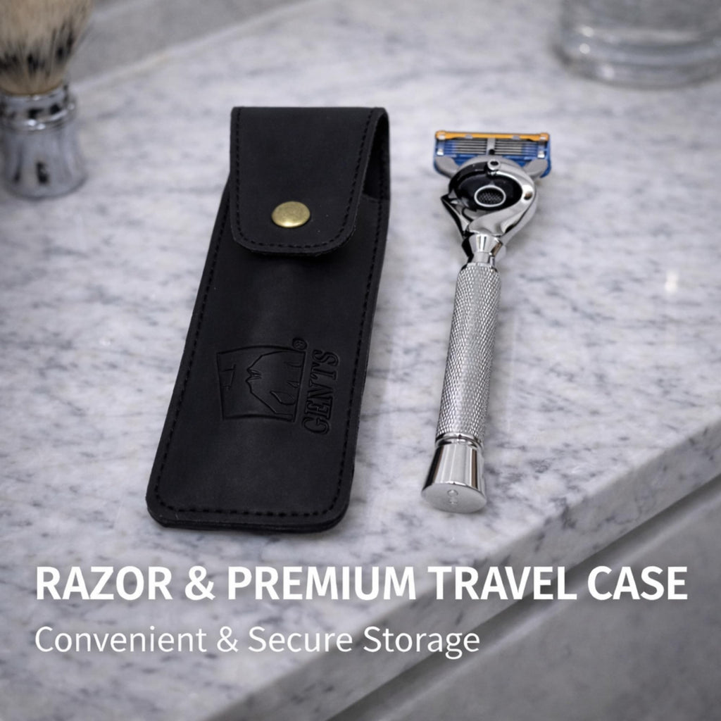 Flex Ball Handle Shaving Razor – All Chrome Long Handle Razor with Flex Pivot Technology & Diamond Knurled Grip for Men’s Precision Shaving