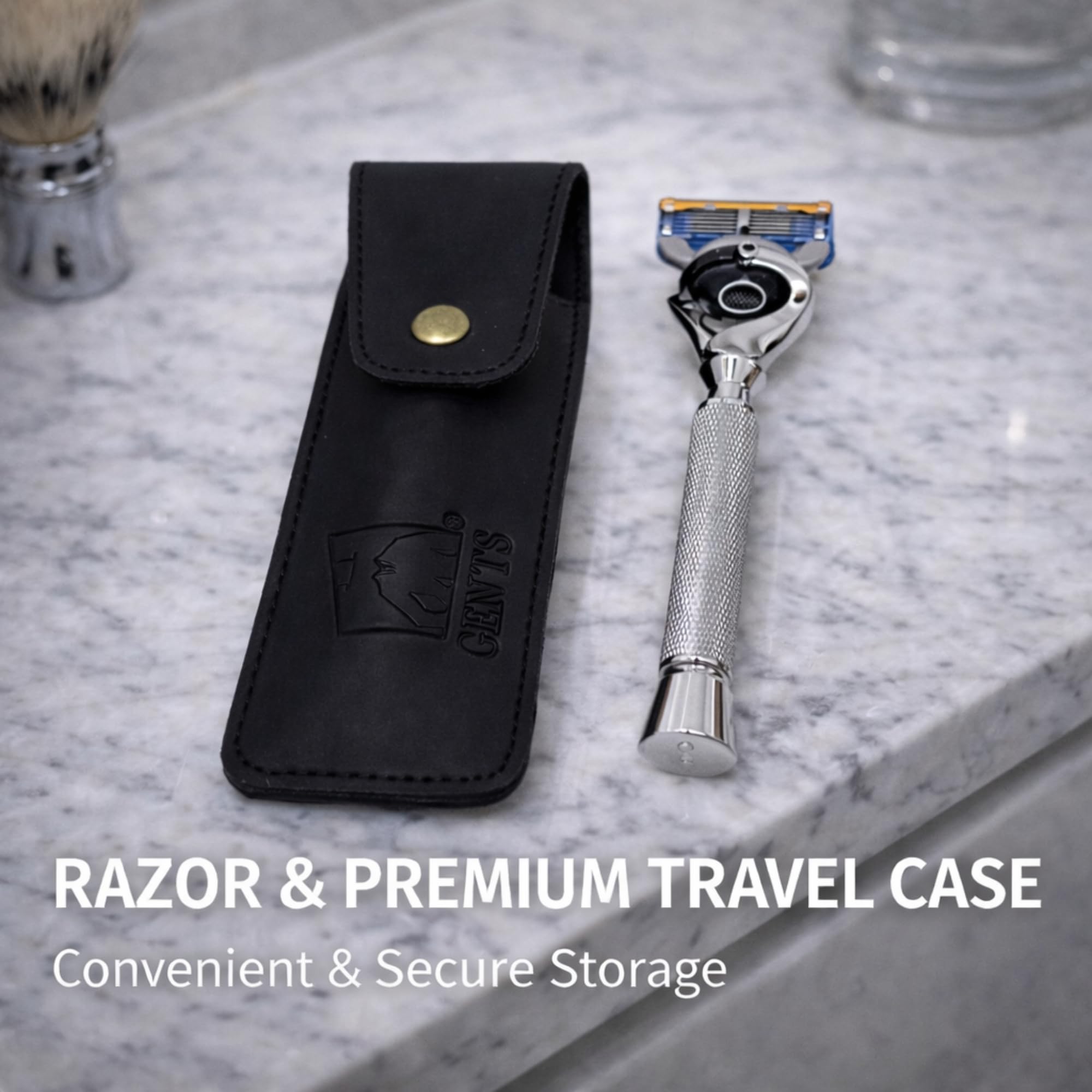 Flex Ball Handle Shaving Razor – All Chrome Long Handle Razor with Flex Pivot Technology & Diamond Knurled Grip for Men’s Precision Shaving