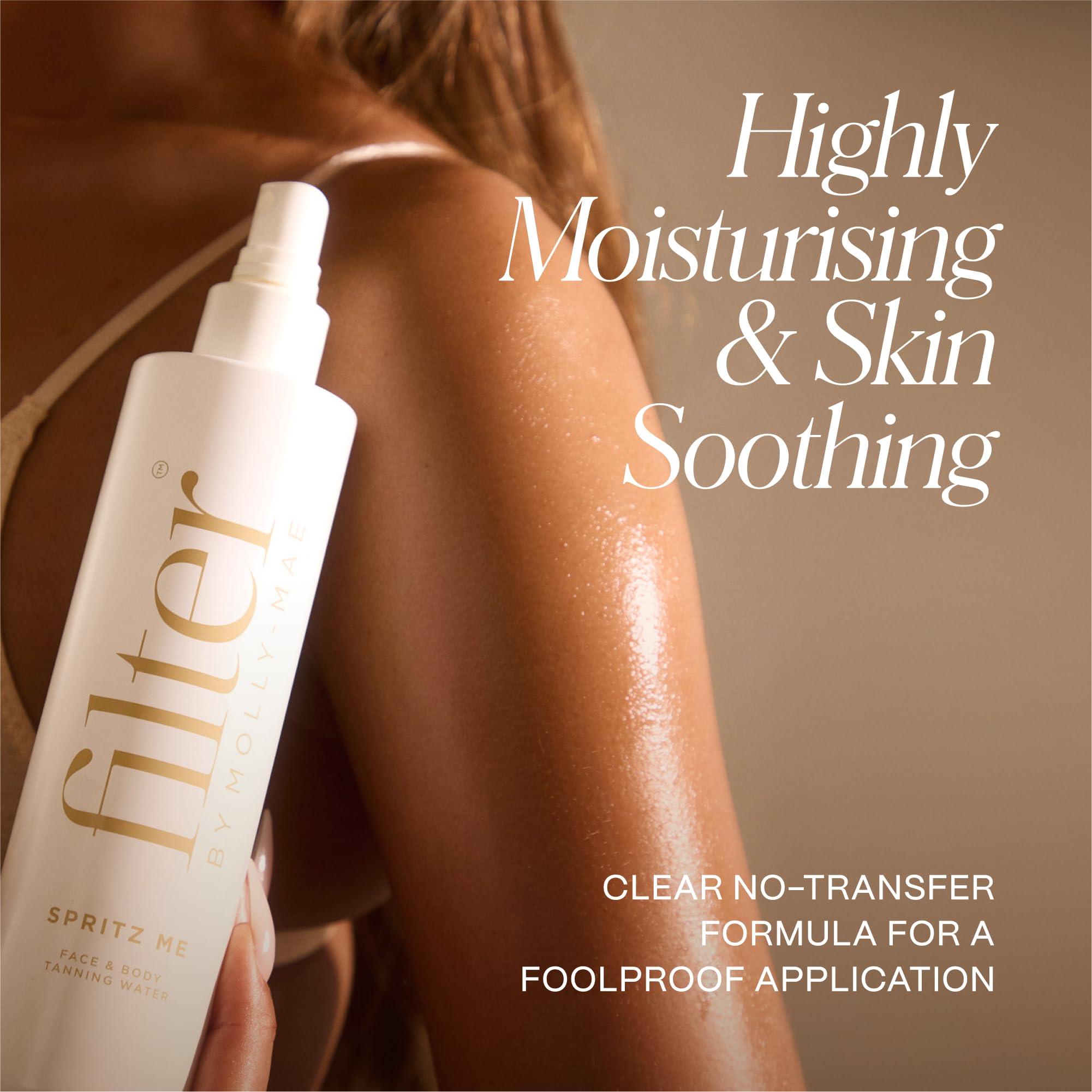 Filter by Molly-Mae Spritz Me Tanning Water | Moisturizing Self Tanner | Golden, Streak-Free Glow | Natural-Looking Sunless Tan | Fast Developing | Long-Lasting | Clear & Oil-Free | 200ml