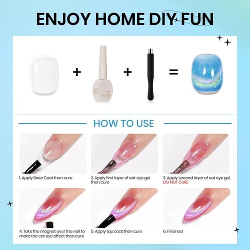 SUPWEE Blue Holographic Gel Nail Polish with Magnetic Rainbow Cat Eye Gel Nail Polish Cateye Glitter Nails Polishes Gels Iridescent Effect for Home DIY Women Girls