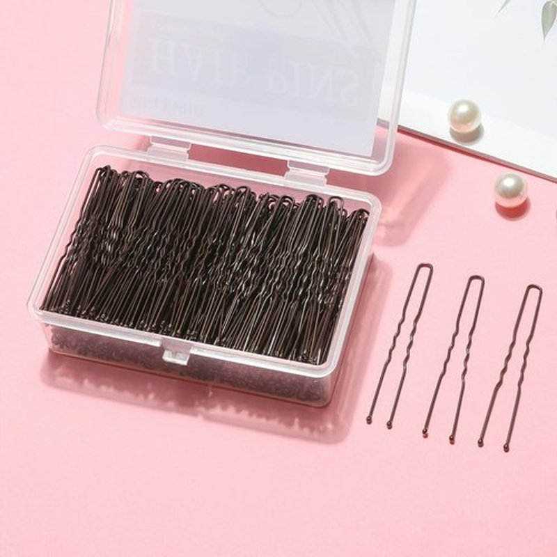 Mia Klein U Shaped Hair Pins -2.4 Inch 250 Count, Professional Hair Styling Pins for Women, Girls, and Hairdressing Salons - Includes Clear Storage Box for Updos and Bun Hair (Brown)