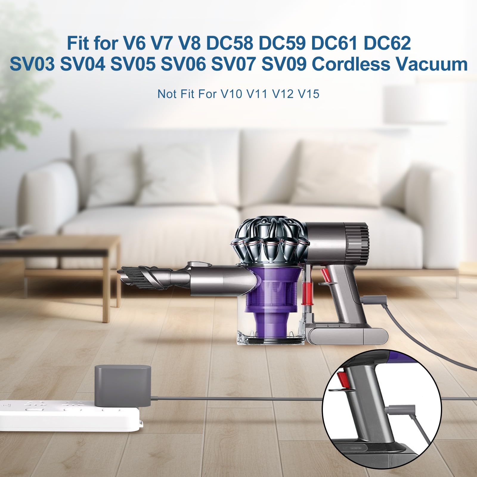 26.1V Cordless Vacuum Cleaner Charger Compatible with Dyson V8 V7 V6 SV04 SV03 SV05 SV06 SV07 SV09 SV10 SV11 DC59 DC58 DC61 Animal Motorhead Absolute Replacement Power Cord 967813-02 205720-02 Adapter