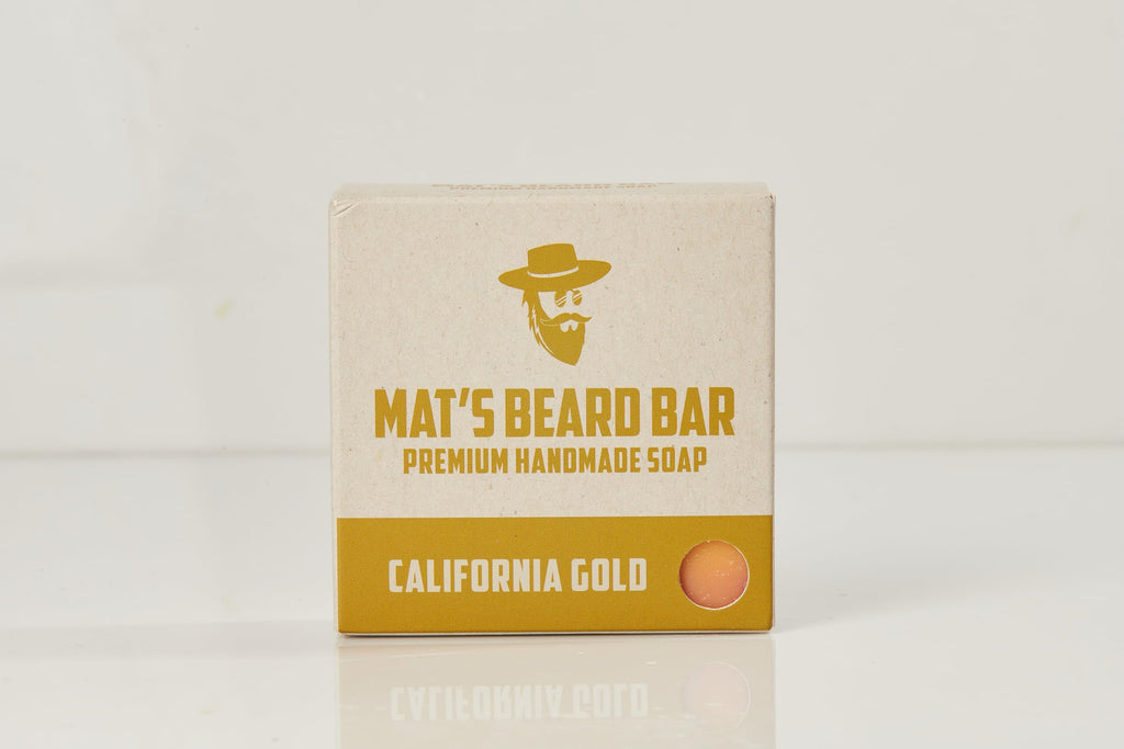 BEARD BAR California Gold Scent – Mat's Premium Handmade Bar Soap for Men – Natural Moisturizing Body, Face & Beard Soap – Artisan Crafted, Long Lasting