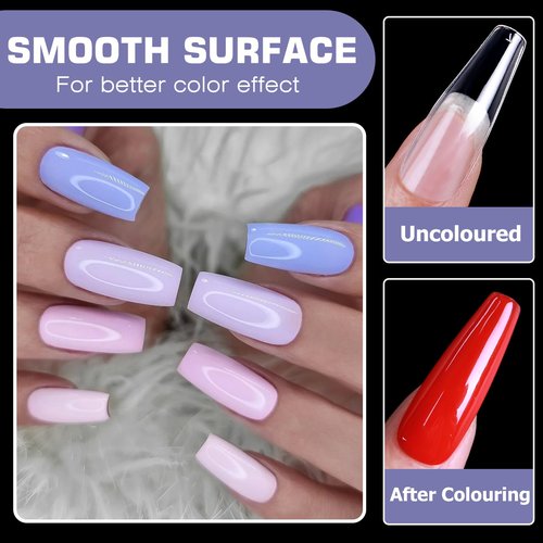 Lifextol 600pc Medium Square Nail Tips Fake Nails Press on Nails Clear Nail Tip Full Cover False Nails Artificial Fingernail, 12 Size Soft Gel Nail Tips Square for Acrylic Nail Gel Nail Extensions