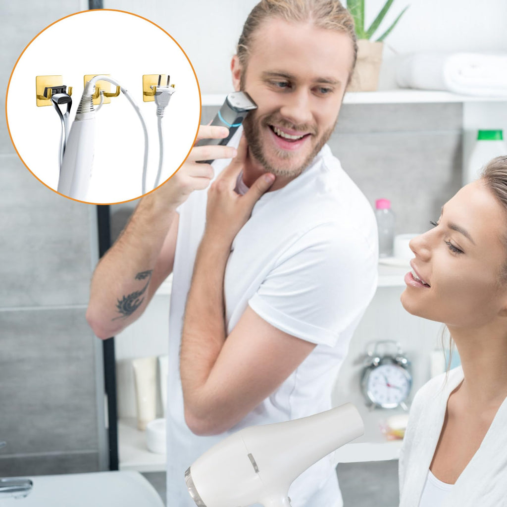 MOROBOR 4 Pcs Adhesive Razor Holder, Shaver Holders Towel Hooks Stainless Steel Waterproof Storage Hook for Towels Bath Accessories