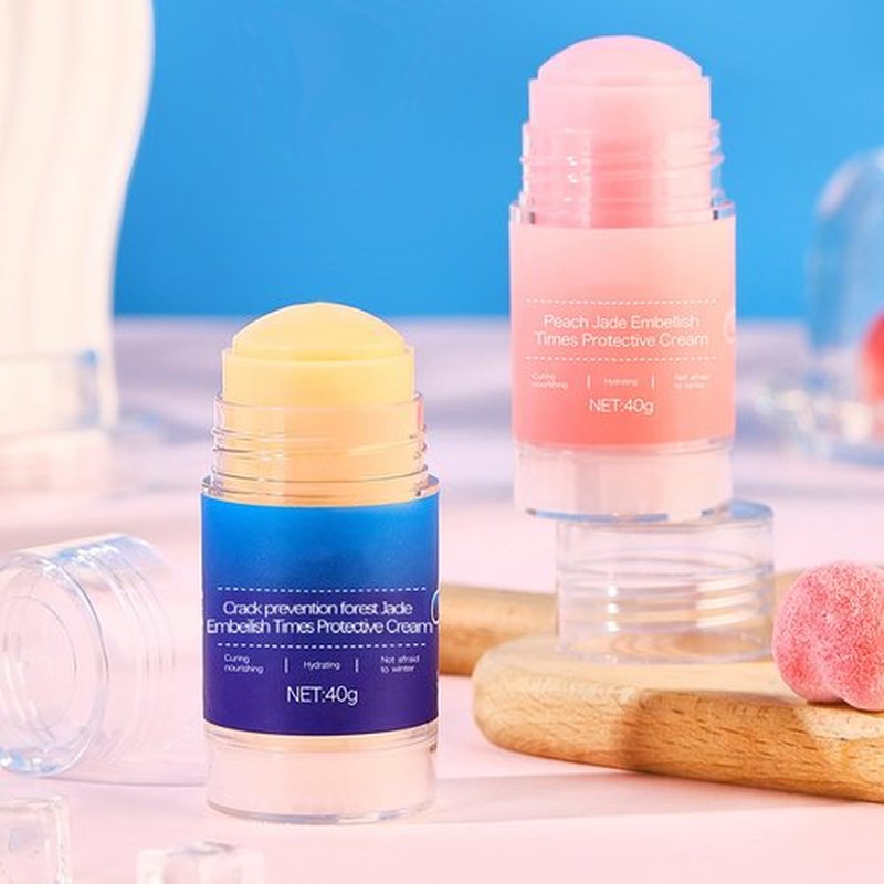 HJXUQIME Feet Cracking Prevention Stick,Anti-Cracking Foot & Hand Cream Moisturizer for Dry Cracked Heel Feet, Knee, Elbow, Foot Balm Stick for Callus Remover & Dead Skin Softener (Pink+Blue)