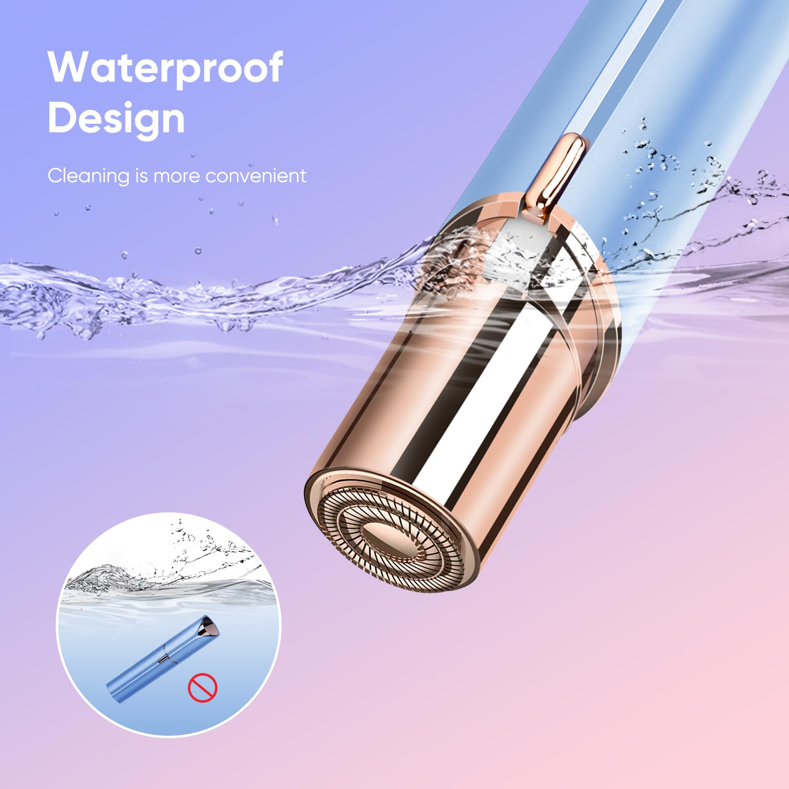 Facial Hair Remover for Women- as Seen on TV Painless Face Shaver -Mini Hair Remover, Electric Razor Shaver Portable Bikini Epilator for Lips, Chin, Armpit, Peach Fuzz, Fingers, Neck, Cheek(Blue)