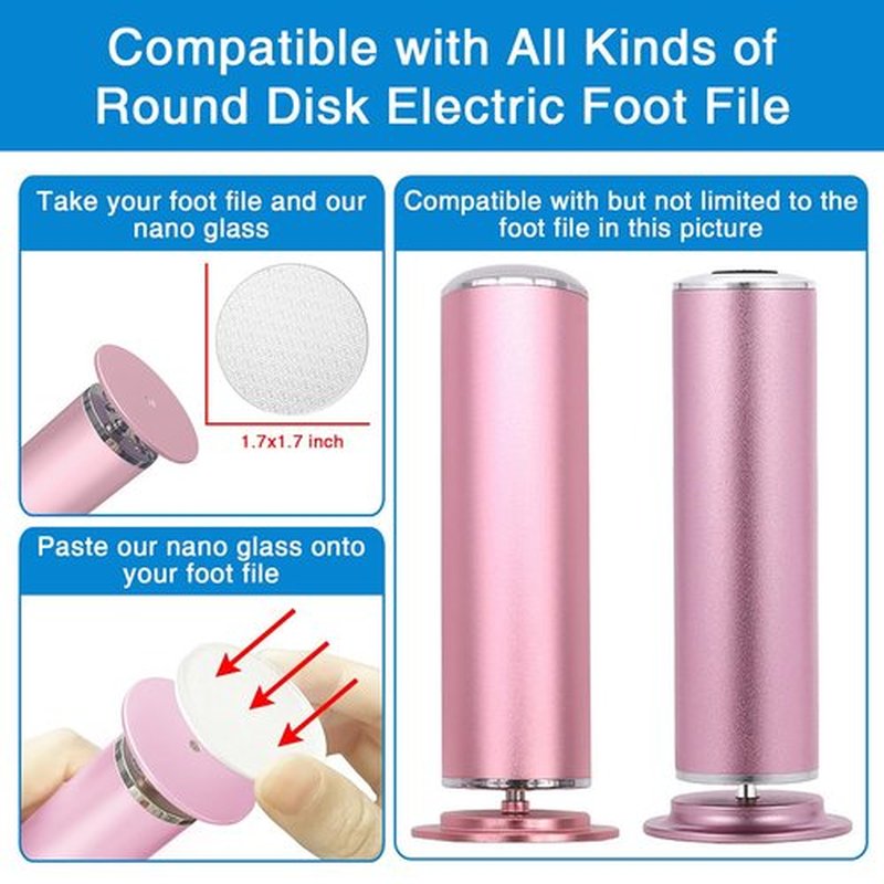 OZLICE 2 Pcs Nano Glass Sandpaper Disc for APRELM Electric Foot Callus Remover with 60 Pieces Replaceable Round Double-Sided Adhesive Pads Replaceable Sandpaper Disc