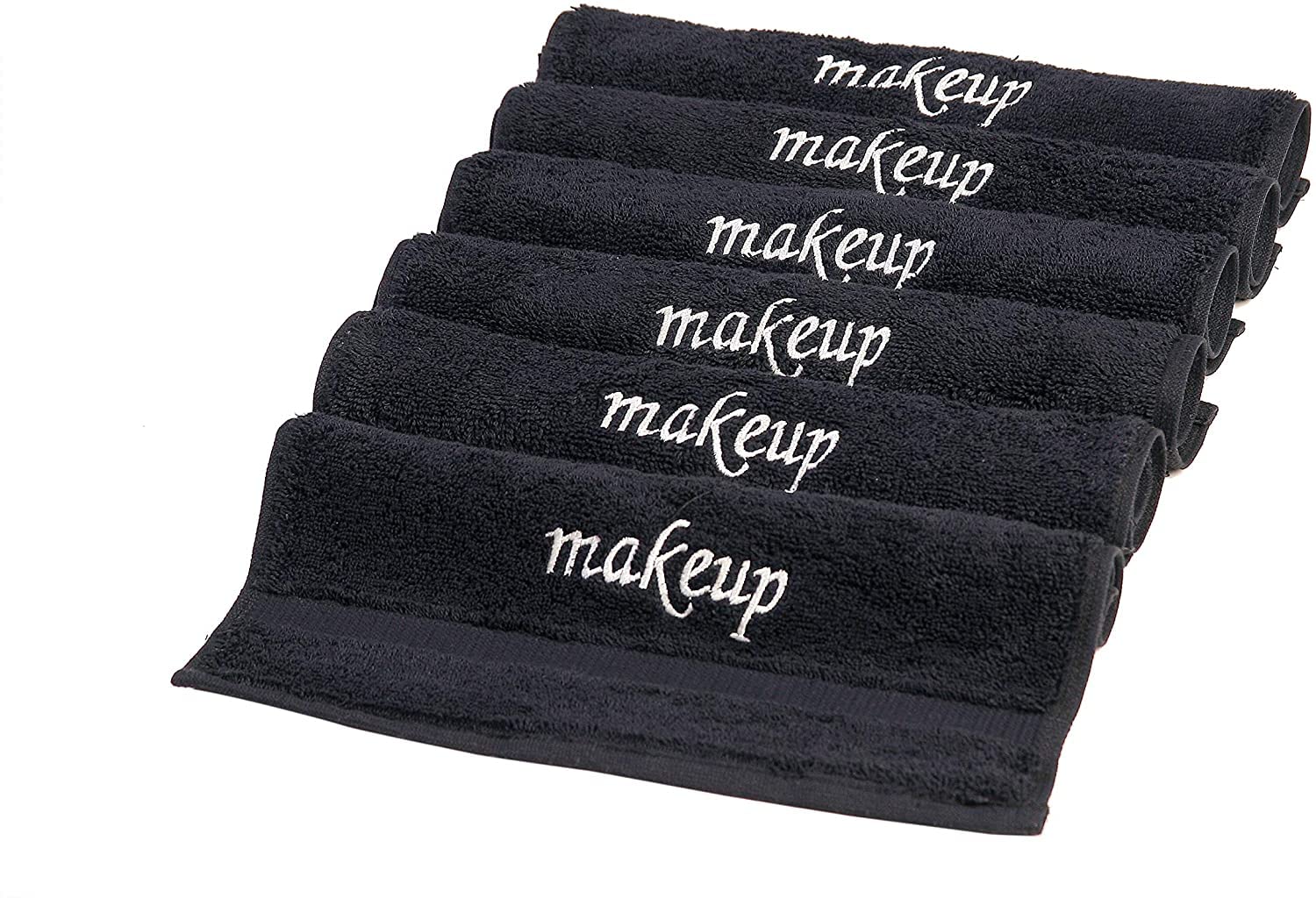 LA HAMMAM 4 Pack 13" × 13" Super Soft Turkish Cotton Make Up Removal Towels & Washcloths | Highly Absorbent Towel | Luxury Makeup Remover Reusable Face Cloths | Facial & Skin Care Wash Cloth - Black