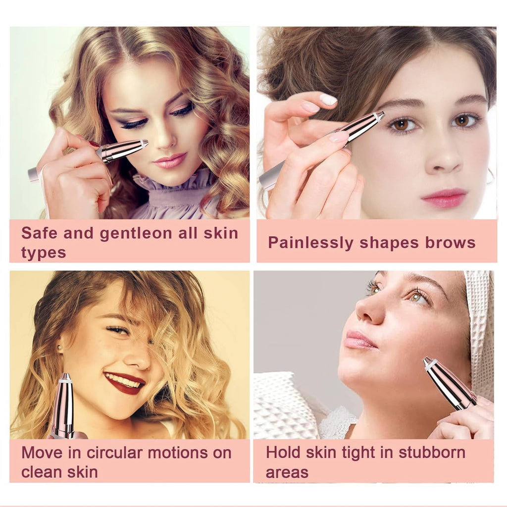 Facial Hair Removal Tool for Women Smooth Finishing, Eyebrow Hair Remover Replacement Heads, Touch Flawless Facial with Cleaning Brush, Painless Replacement Blades for Flawless Brows Hair Removal