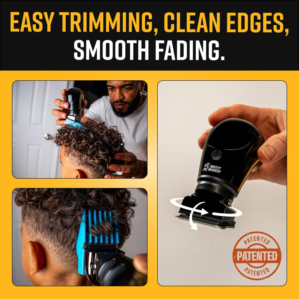 Buzz Buddy 360° Clipper, Swivel Head Grooming Tool, Ceramic Blade (0.5–2.0mm), Quiet 7000 RPM Motor, IPX7 Waterproof, Cordless Kit