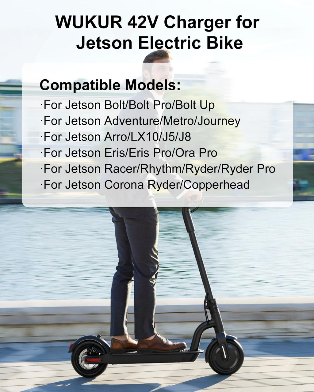 WUKUR 42V Charger for Jetson Electric Bike Compatible with Jetson Scooter Bolt/Bolt Pro/Adventure/Journey/Shadow/LX10/J5/J8 Bikes, for Jetson Eris Pro/Ora Pro/Racer/Rhythm Scooter Power Supply