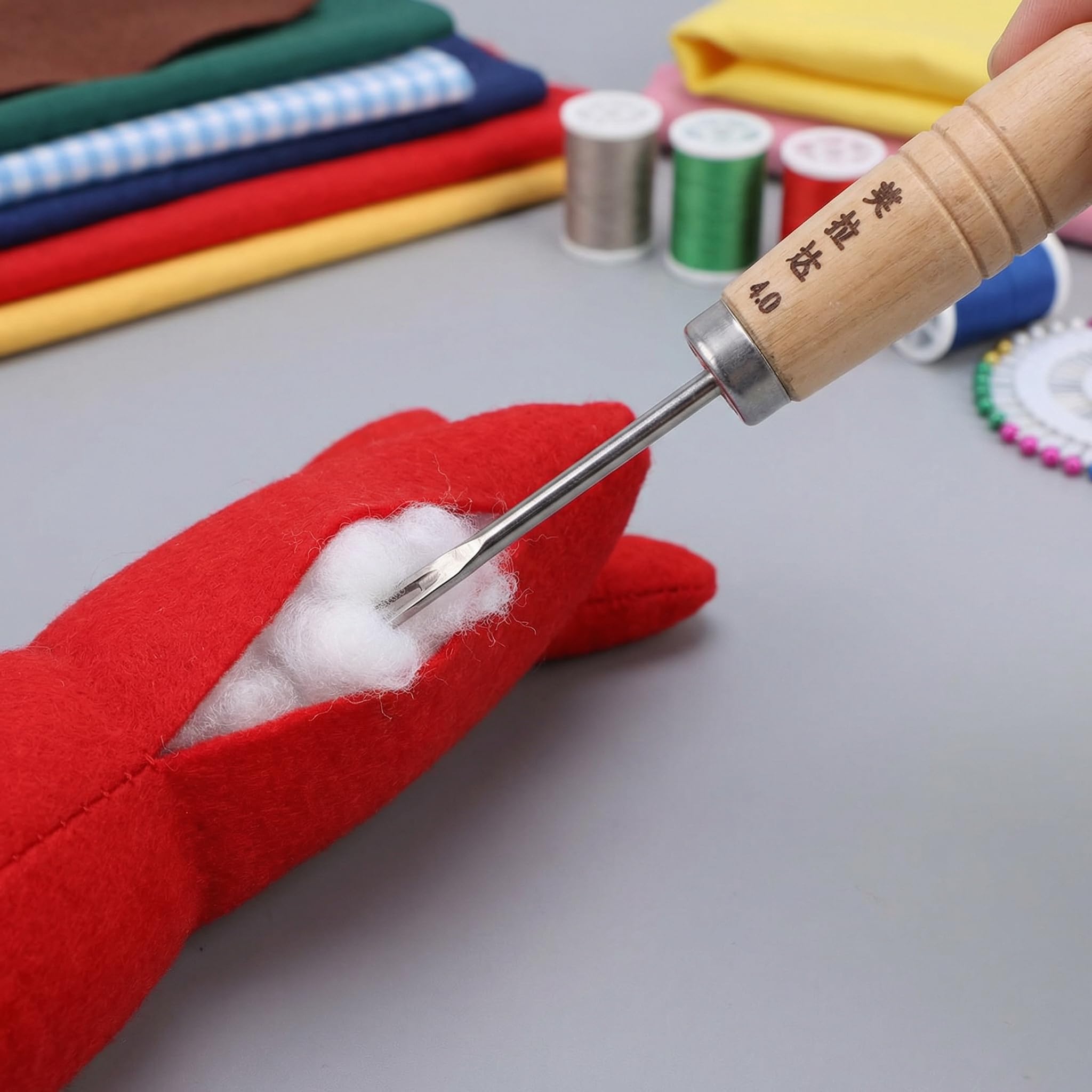 Angoily Stuffing Tool, Cotton Fillings Plug Awl with Wooden Handle Tool Stuffed Doll Filler DIY Toy Filling Device for Cotton Dolls Plush Toys Pillow Stuffer