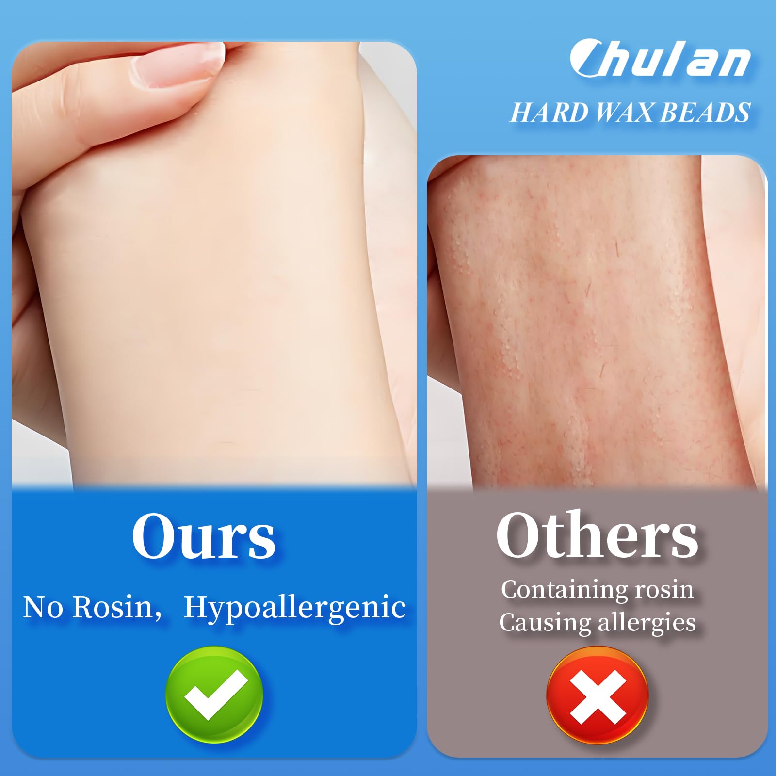 Chulan Hard Wax Beads, 400g Waxing Beads for Sensitive Skin Coarse Hair Removal, Brazilian Waxing, Bikini, Legs