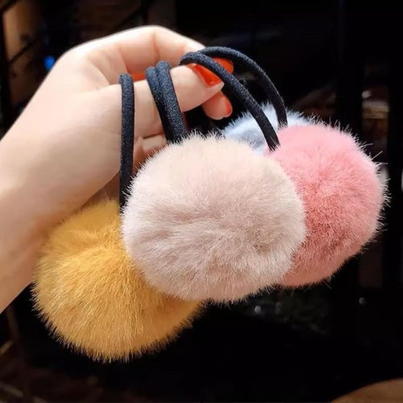 BlueZOO 16Pcs Pom Pom Hair Ties Big Fluffy Ball Scrunchies for Women Girls Teens Kids, Very Stretchy Thick Hair Bands No Damage No Pull Pigtail Ponytail Holders, 16 Colors, 1.5inch Diameter Ropes