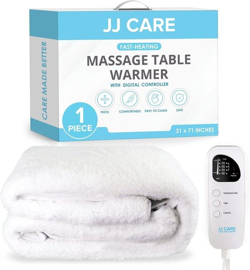 JJ CARE Massage Table Warmer - Digital 5 Heat Settings | 31"x71" Fleece Pad with Detachable 12 FT Cord & Overheat Protection