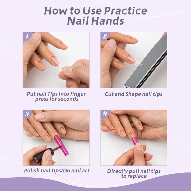 Veikmv Practice Hand for Acrylic Nails,Realistic Silicone Professional Mannequin Hand,with Flexible Fingers for Acrylic Nails,Nail Art Training,Ideal Practice Tool for Manicure Beginners