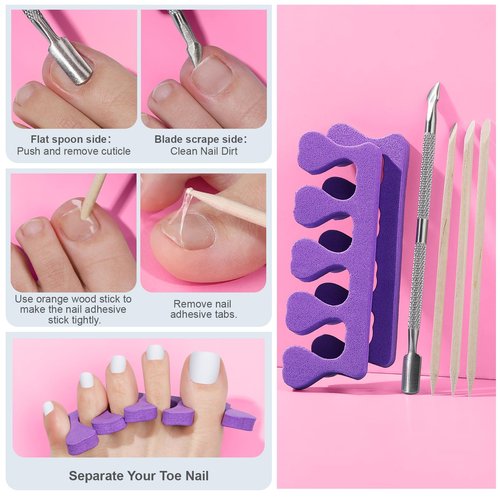 Teenitor White Press on Toenails for Women, 240pcs 15 Sizes of Toe Nail Press ons Fake Toe Nails Tips with Nail Glue, White Toe Press on Nails Square, Toe Nails Press on False Toenails