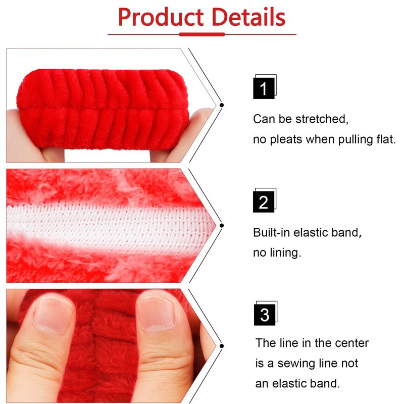 Zaritaffy 16pcs Skincare Headband Set, Headband Set for Face Washing Spa and Makeup, Including 1 Hairband, Wristband, 3 Hair Claw Clips and 10 Hair Ties, with Box, Gift for Women and Girls, Red