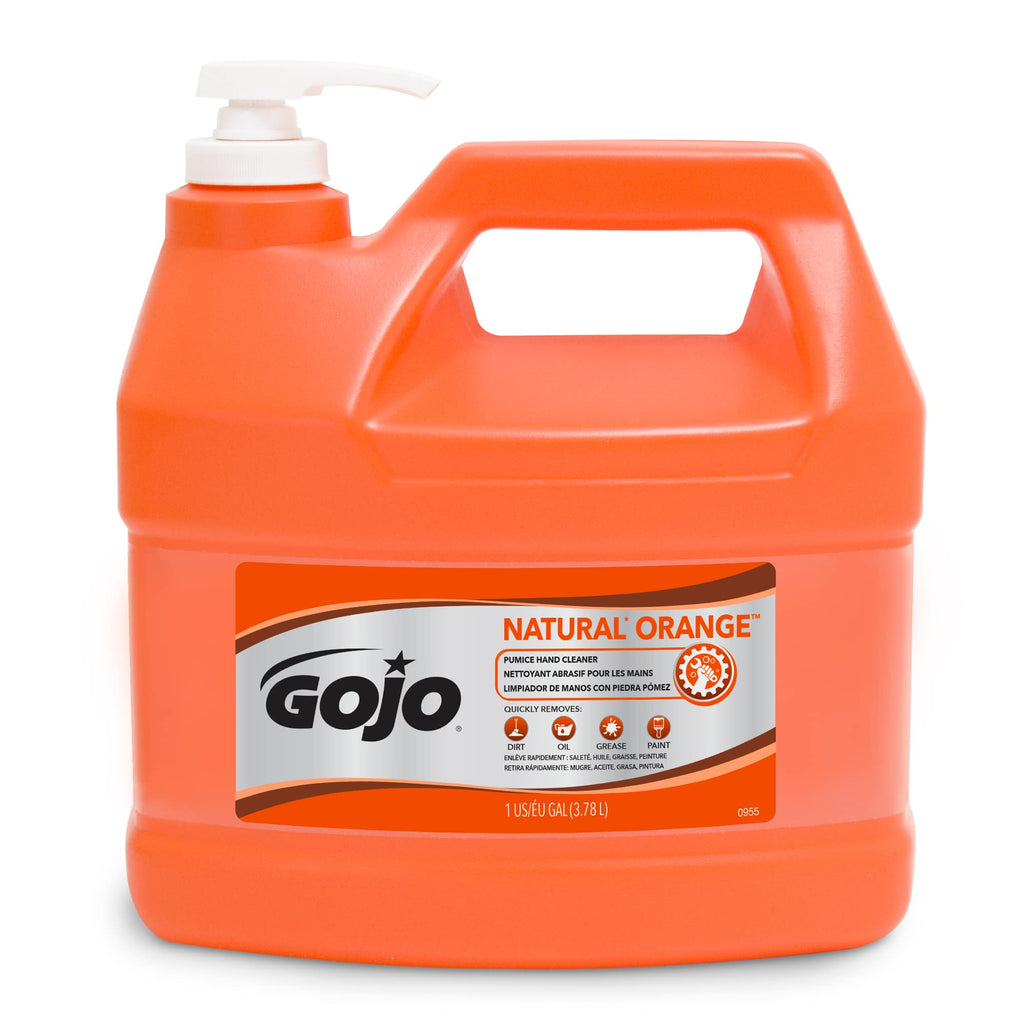 Gojo Natural Orange Pumice Hand Cleaner, 1 Gallon, Quick Acting Lotion, Pump Bottle, Pack of 1