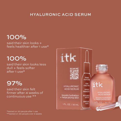 ITK Skincare Glowy Skin 3-Step Routine - Hyaluronic Acid + Niacinamide Serum, Squalane Milky Toner, Deep Moisture Ceramide Face Cream Moisturizer - Makeup Prep Skincare for Glowing Hydrated Skin