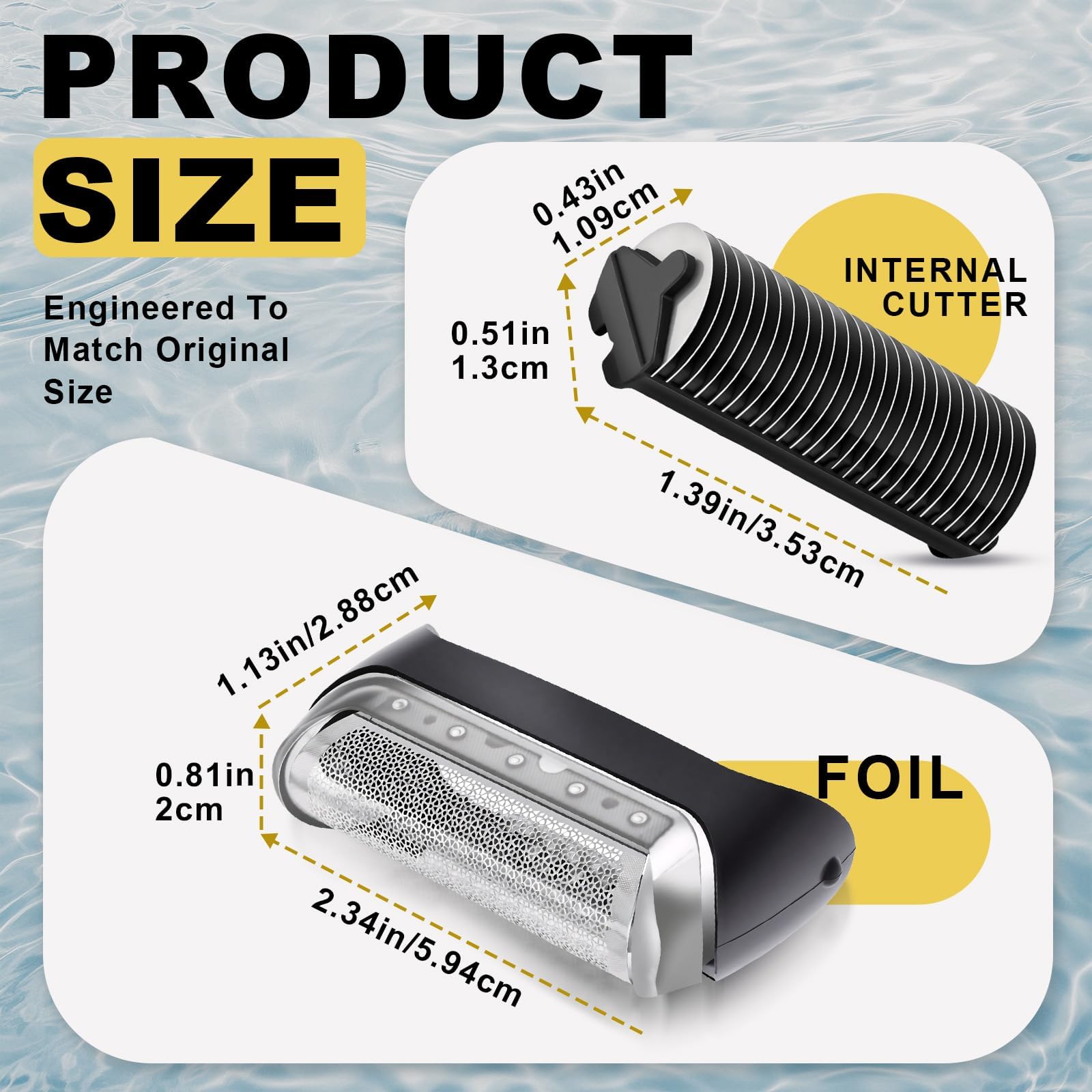 2 Pack 10B 190s-1 Replacement Foil and Cutter Compatible with Br-aun Series 1/C-ruzer, 10B/20B 1000/2000 Series, Foil & Blade Set Fits for 170 180 190 1715 1735 1775 5728 5729 170S