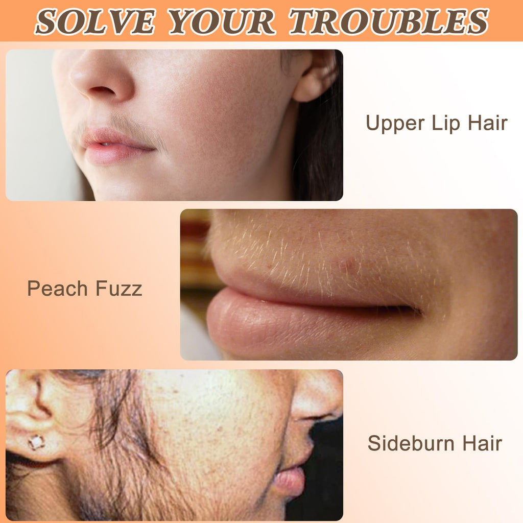 3PCS Facial Hair Remover Cream for Women, Gentle Fast-Acting Formula, Upper Lip Hair Removal Cream for Body Face Lips