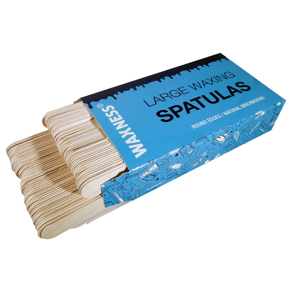 Waxness Wooden Waxing Spatulas 100 Pcs – Rounded Applicator Sticks, for Body & Precision Waxing, Disposable Birchwood – Professional Use