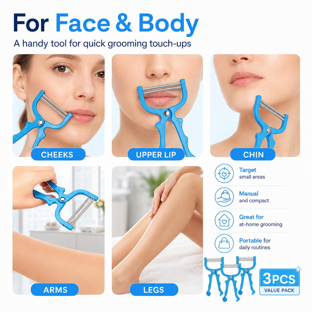 FOMIYES 3Pcs Facial Hair Remover Spring Eyebrow Face Epilator Coil Portable Hair Remover Manual Face Hair Removers Threaders Spring Threading Tool for Women Lady